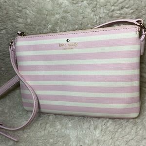 Pink & White Stripped Kate Spade Cross Body Purse